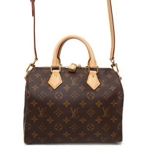 Louis Vuitton 2way Leather Monogram Speedy Bandouliere Bag Brown